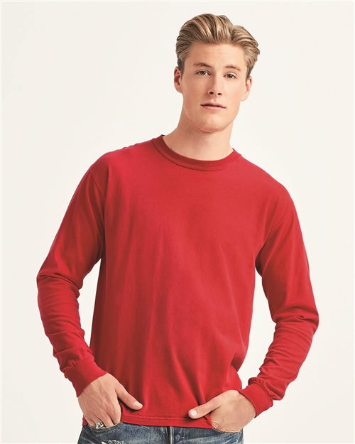 Garment-Dyed Heavyweight Long Sleeve T-Shirt (Reds) - 6014