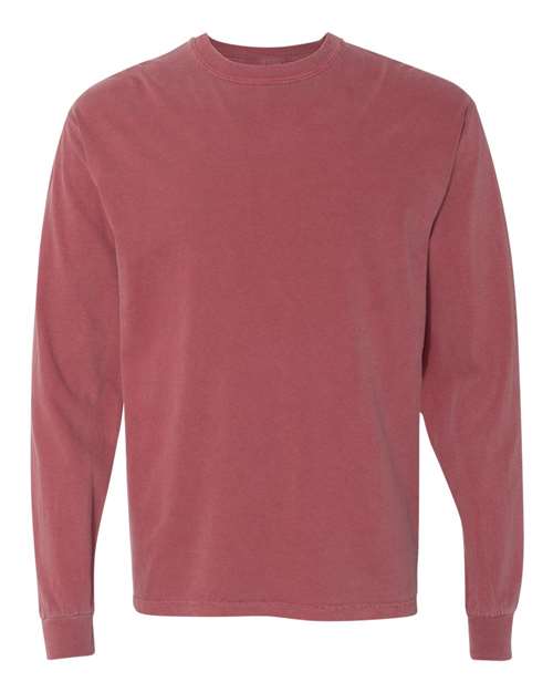 Garment-Dyed Heavyweight Long Sleeve T-Shirt (Reds) - 6014