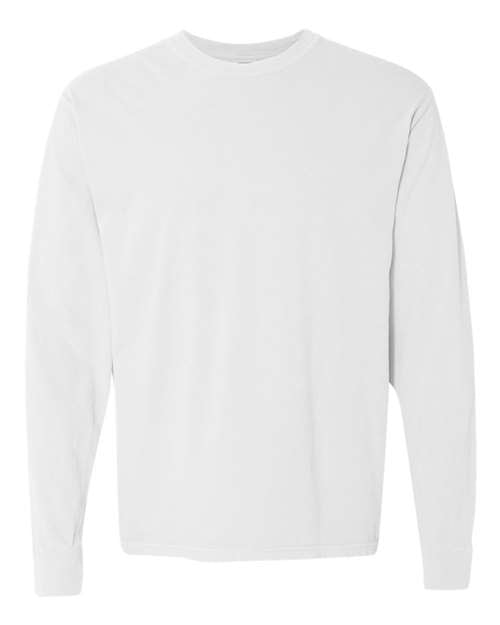 T-shirt épais à manches longues teint en pièce (Blancs) - 6014