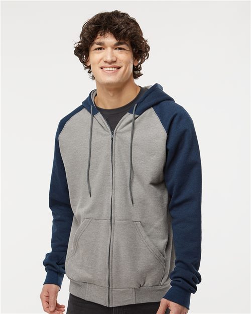 Fleece Raglan Hooded Full-Zip Sweatshirt - KF4048