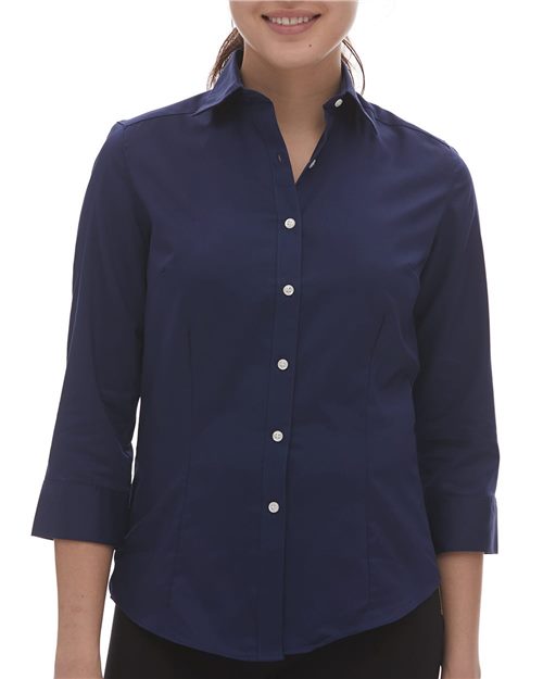 Chemise habillée en sergé à manches trois-quarts pour femme - 18CV527